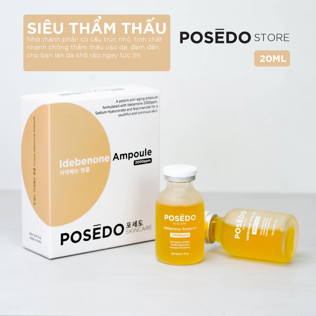 Serum căng bóng dưỡng sáng Posedo Idebenone Ampoule trẻ hóa da cao cấp chính hãng độc quyền Hàn Quốc