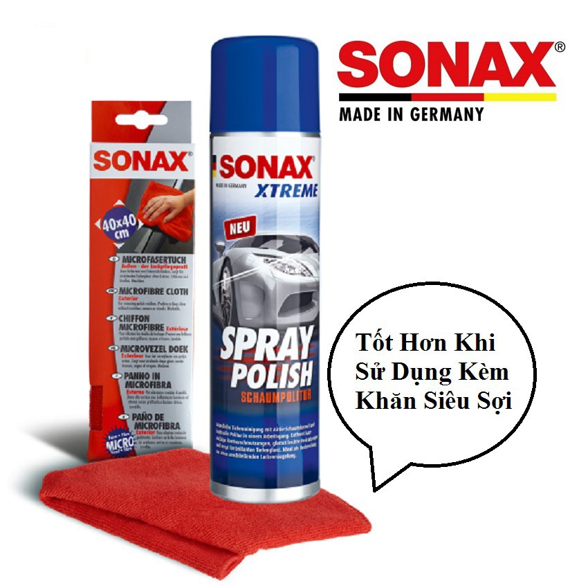 SONAX - Bình Xịt Đánh Bóng/ Xóa Xước Làm Mới Sơn Xe Dạng Bọt (Sonax Xtreme Spray Polish  320ml)  [Hàng Đức Chính Hãng]