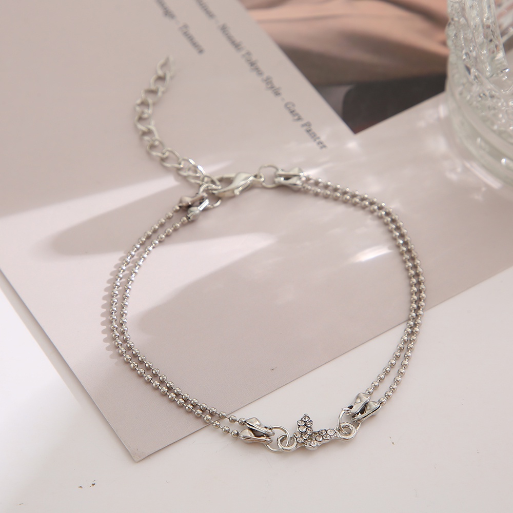 iF YOU Vòng đeo tay   bạc đôi kiểu bướm thời trang Hàn Quốc cho nữ