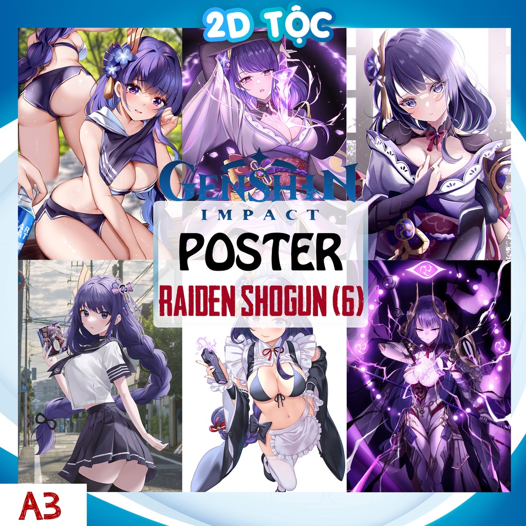 TRANH POSTER A3 RAIDEN SHOGUN GENSHIN IMPACT (6) CHẤT LIỆU GIẤY CAO CẤP - 2D TỘC SHOP