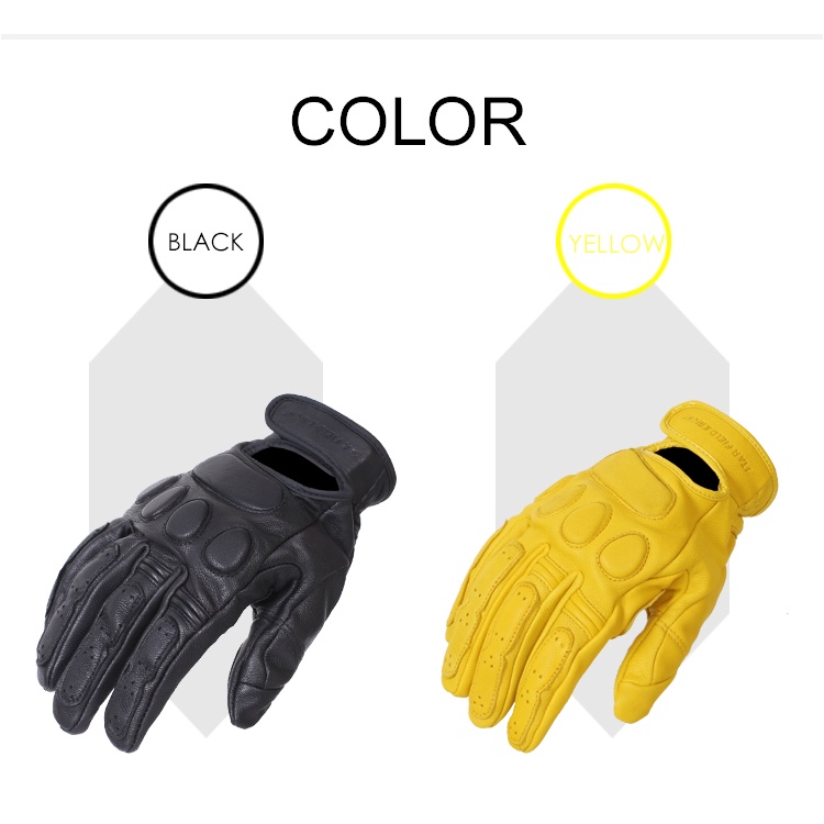 STAR FIELD KNIGHT Sheepskin Leather Retro Motorcycle Gloves Touch Screen Non-slip Breathable Outdoor Off-road Cycling Gloves SKG-531