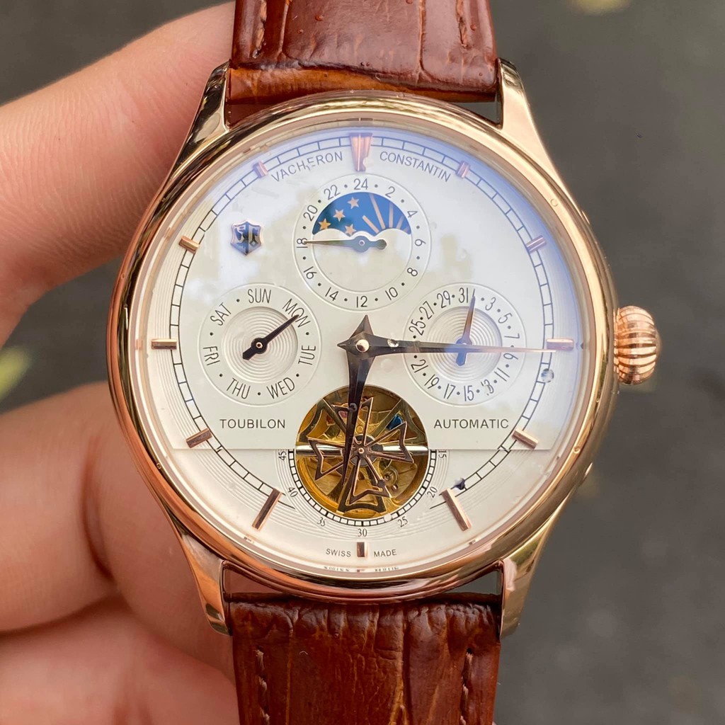 Đồng Hồ Cơ Nam VACHERON Cao Cấp - Đồng Hồ đeo tay Dây Da Nam