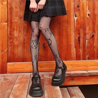MAHES Vớ Lưới Màu Đen Phong Cách Gothic Cho Nữ
