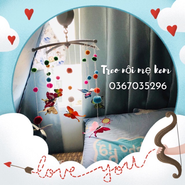 😜( GIÁ TIỂU HỌC)Treo Nôi COMBO Bộ Chuyển động Bướm 🦋Montessori Có Nhạc phát 35 bài tự động xoay