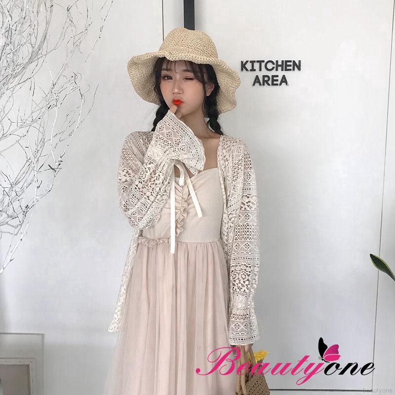 Áo khoác ren cardigan tay chuông phong cách Hàn Quốc thanh lịch dành cho nữ
