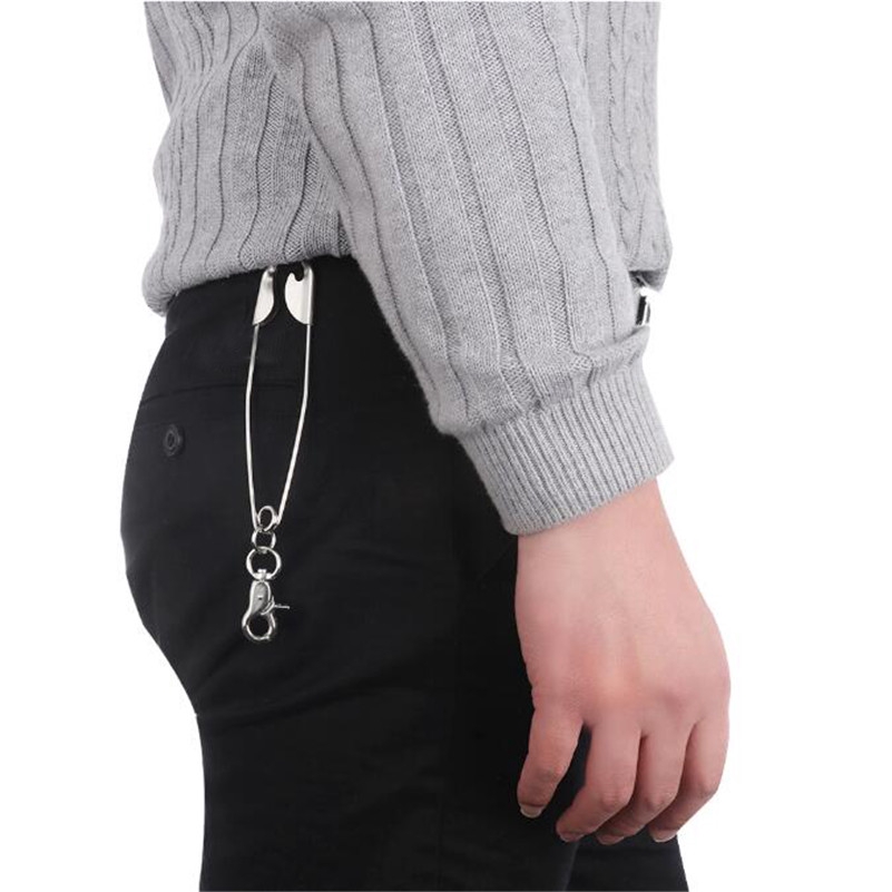 Punk Metal Wallet Belt Chain Rock Trousers Hipster Pant Jean Keychain Silver Pin Ring Clip