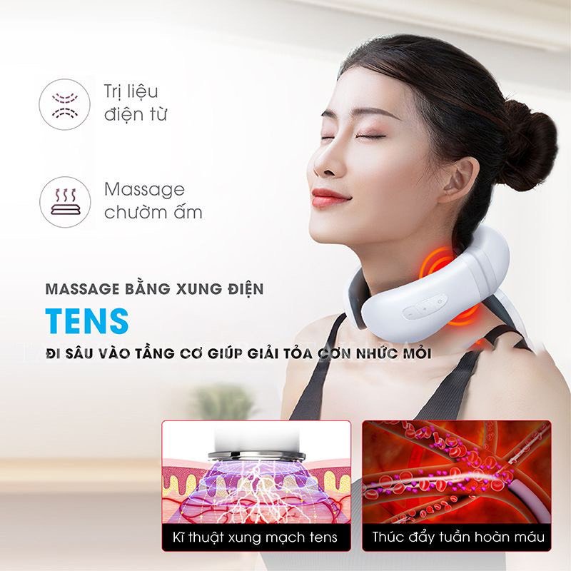 Máy Mát Xa Cổ Vai Gáy booster KONKA H99 ,  Massage Xung Điện Giảm Đau Mỏi Với 8 Đầu Massage , Làm Ấm Nóng