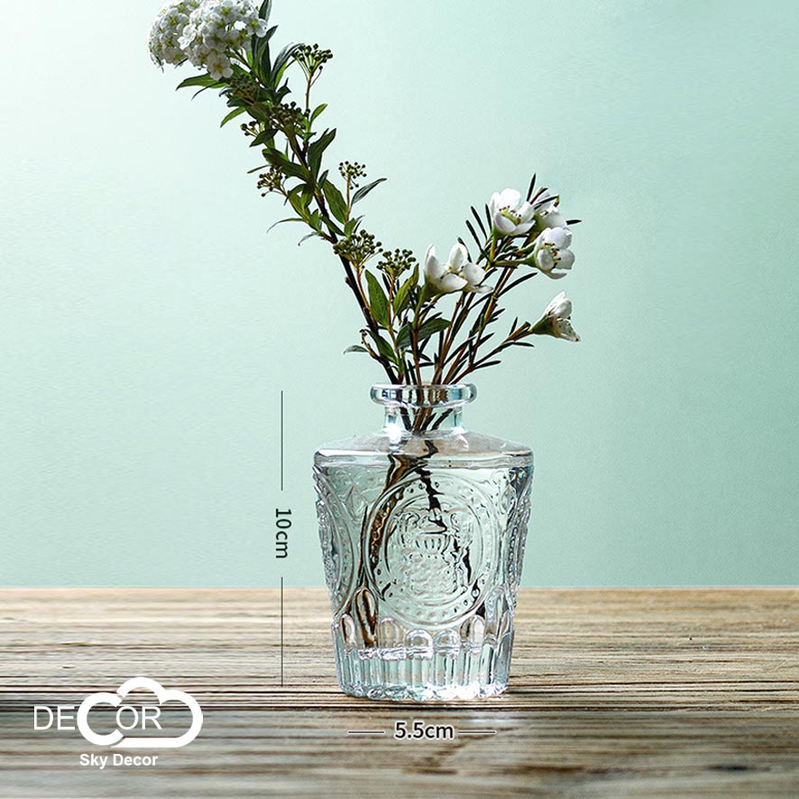 Lọ thủy tinh cắm hoa Sky Decor - Bình hoa pha lê phong cách Bắc Âu, bình decor, vintage