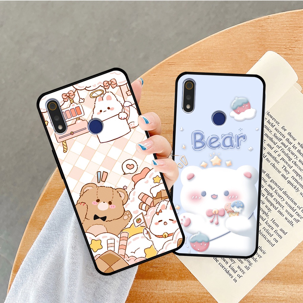 Ốp lưng Realme 3 / 3 Pro in hình caro gấu thỏ dễ thương