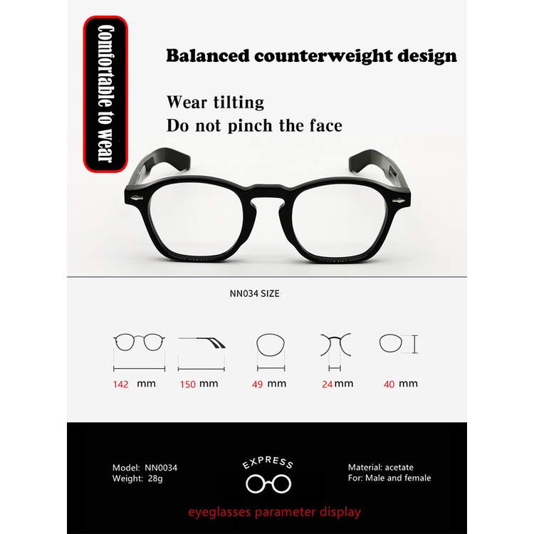 Mắt Kính JACQUES Acetate 2022 Gọng Vuông Trung Bình NN0034 Thời Trang Mới Cho Nam Và Nữ