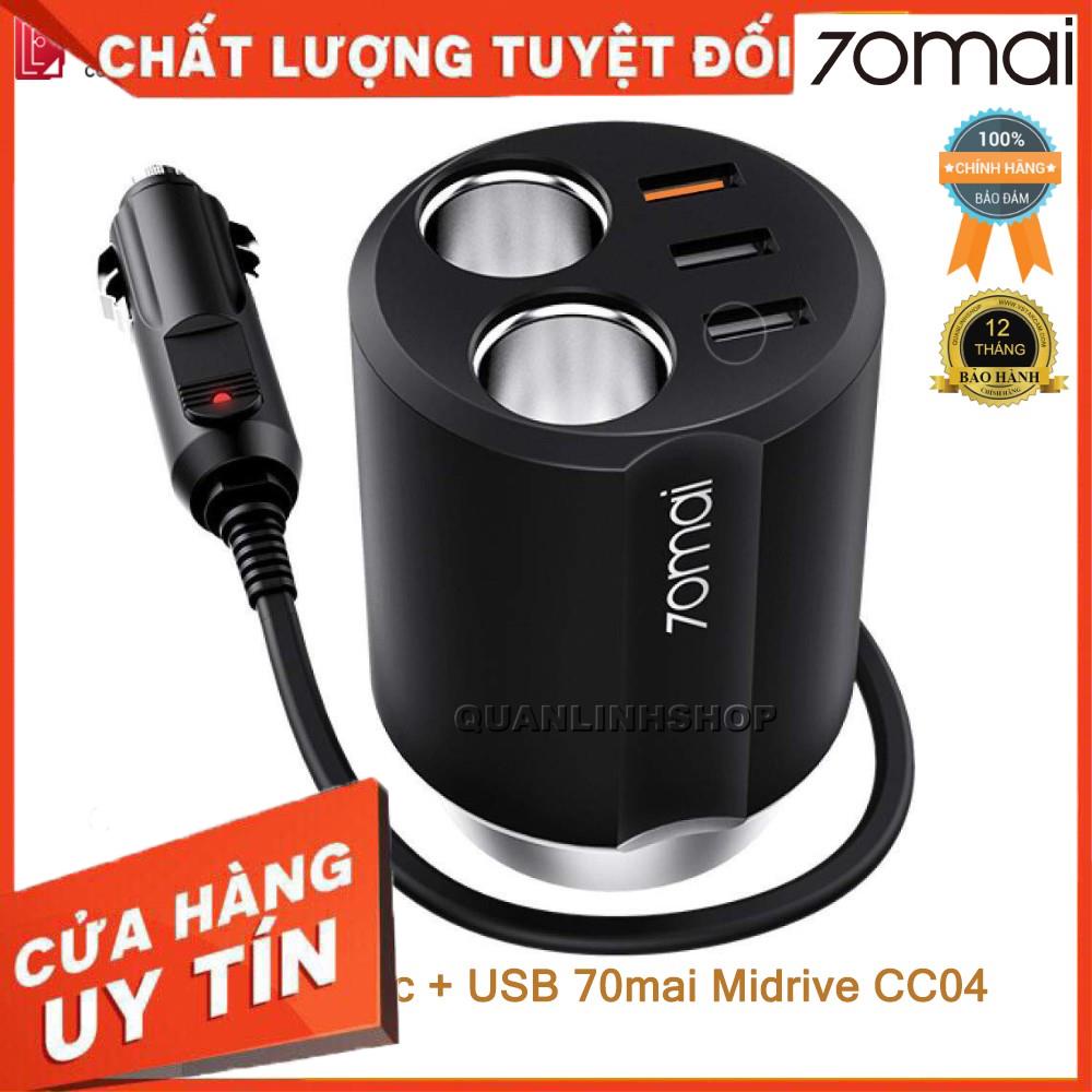 (giá khai trương) Bộ chia tẩu sạc + 3 cổng USB Xiaomi 70Mai Midrive CC04 - Bảo Hành 12 Tháng