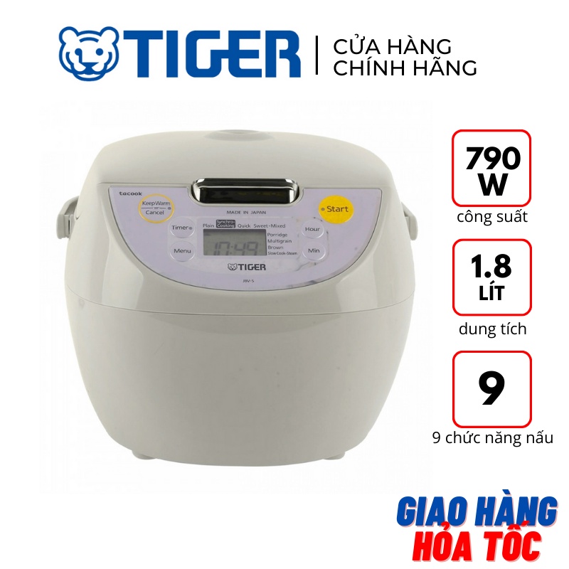 Nồi cơm điện tử 4in1 1,8 lít Tiger JBV-S18W 790W - Hàng chính hãng