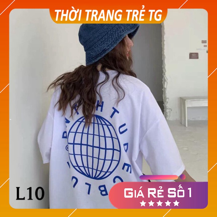 Áo thun 💕𝑭𝒓𝒆𝒆𝒔𝒉𝒊𝒑💕 Áo phông form rộng dáng Unisex L10, mặc lớp, nhóm, cặp in hình ĐỊA CẦU chữ H TUDEC BLUE màu