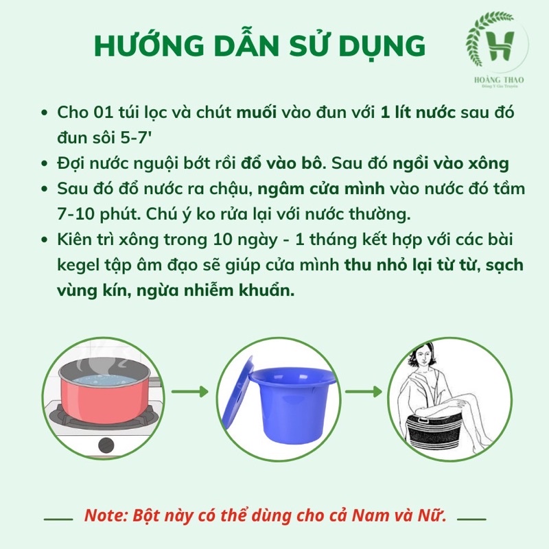 ✅Bột Ngâm Phụ Khoa, Xông Vùng Kín Thảo Dược , giúp phụ nữ hồng hào, hết mùi (10 túi lọc) - Trầu Không - Ngãi Cứu