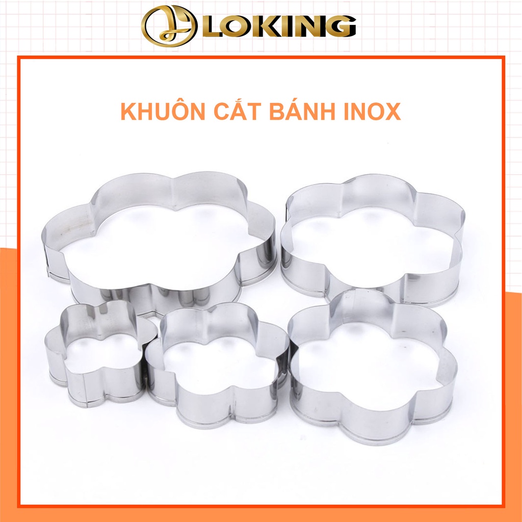 Khuôn cắt bánh cookie &amp; biscuit hình bông hoa bằng inox - LOKING