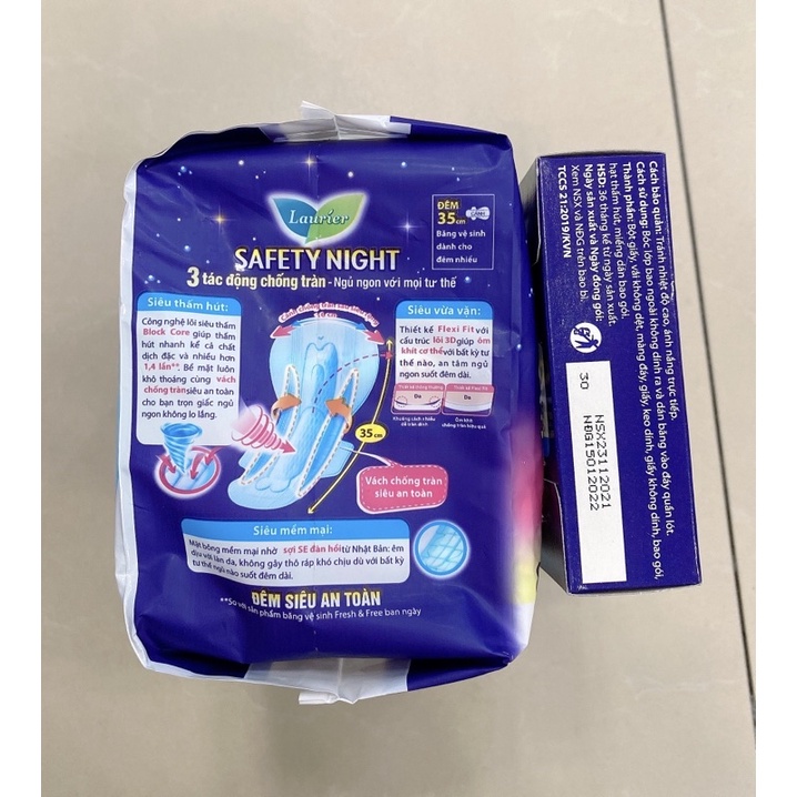 Băng vệ sinh Laurier ban đêm Safety Night 35cm 8 miếng