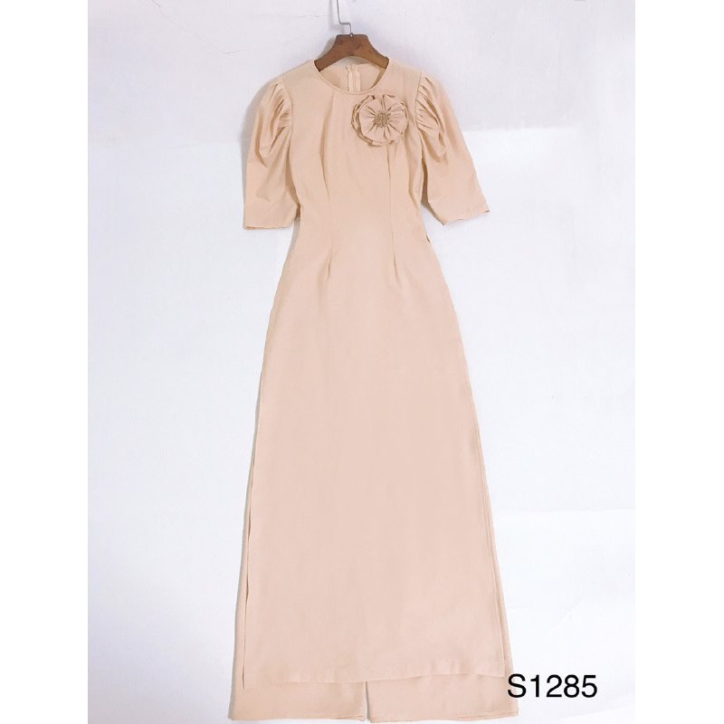 [ xả kho ] MiD Áo dài lụa S1285 đính hoa thiết kế kèm ảnh thật