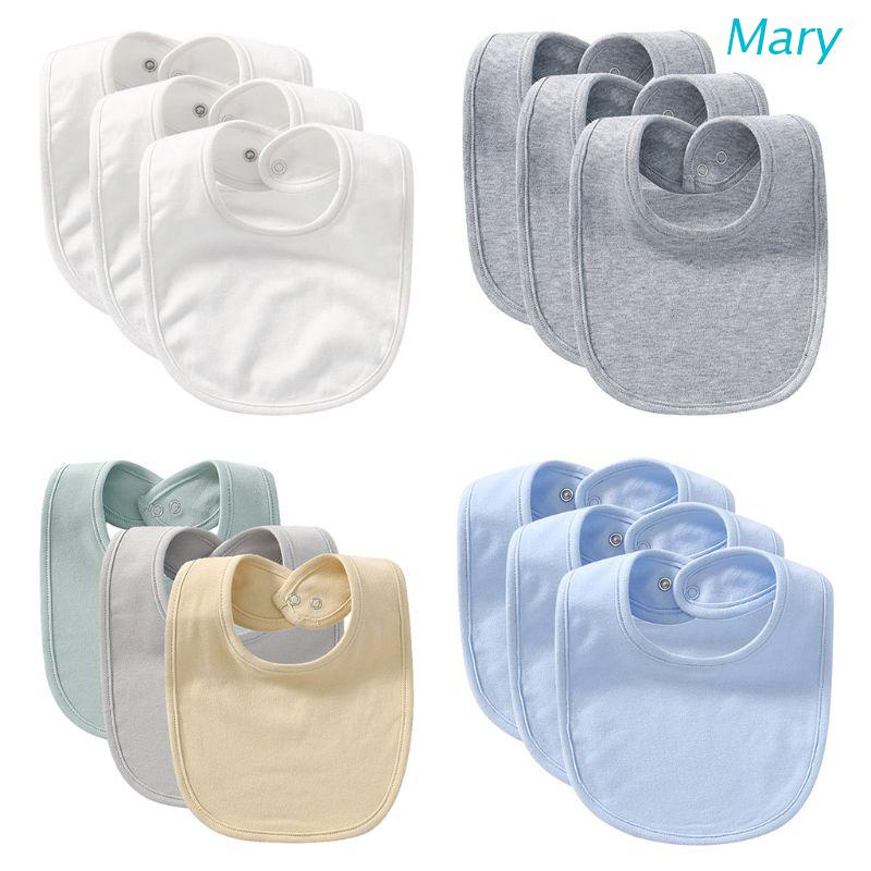 Bộ 3 khăn yếm màu trơn an toàn dành cho trẻ sơ sinh