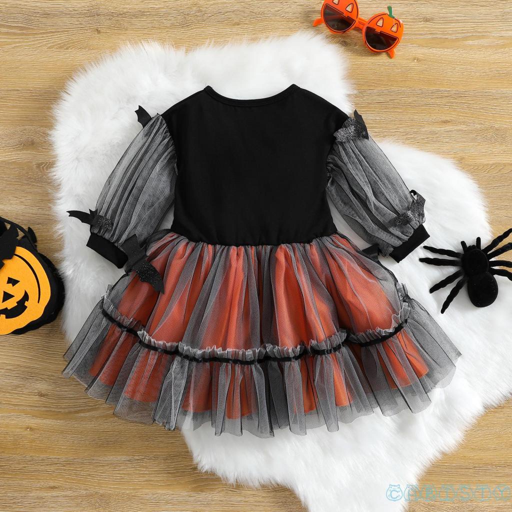 Đầm Bé Gái Phối Lưới Phong Cách Halloween Đáng Yêu
