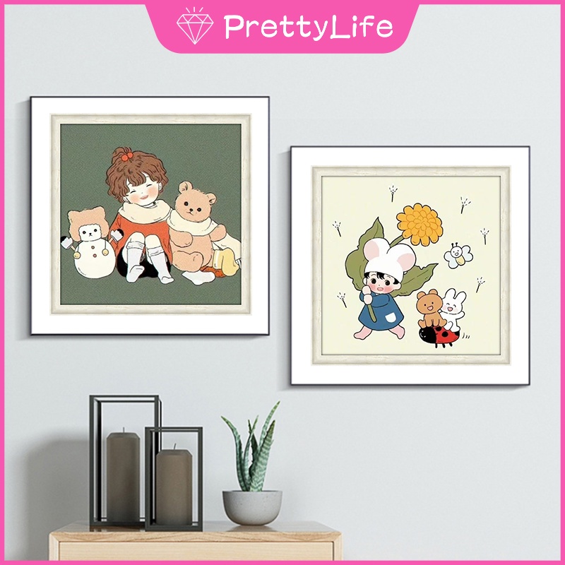 Bộ Tranh Đính Đá 5D Tự Làm 30x30cm / 40x40cm Hình Cặp Đôi Trang Trí Nhà Cửa