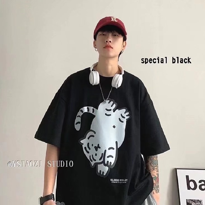 Áo Thun Tay Ngắn Dáng Rộng In Họa Tiết Hoạt Hình Phong Cách Nhật Bản Thời Trang Mùa Hè Cho Nam Size M-8XL