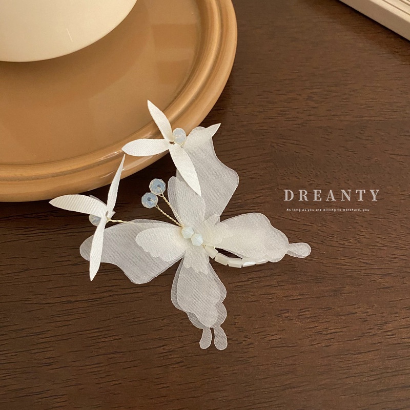 Bộ 2 Kẹp Tóc Hình Hoa / Bướm Đính Pha Lê Độc Đáo Thời Trang Cho Nữ