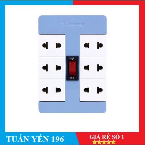 Ổ Cắm chia điện xoay 90° Điện Quang ĐQ ESK RT 6WR (6 Lỗ, Màu - Xanh dương, Đỏ )