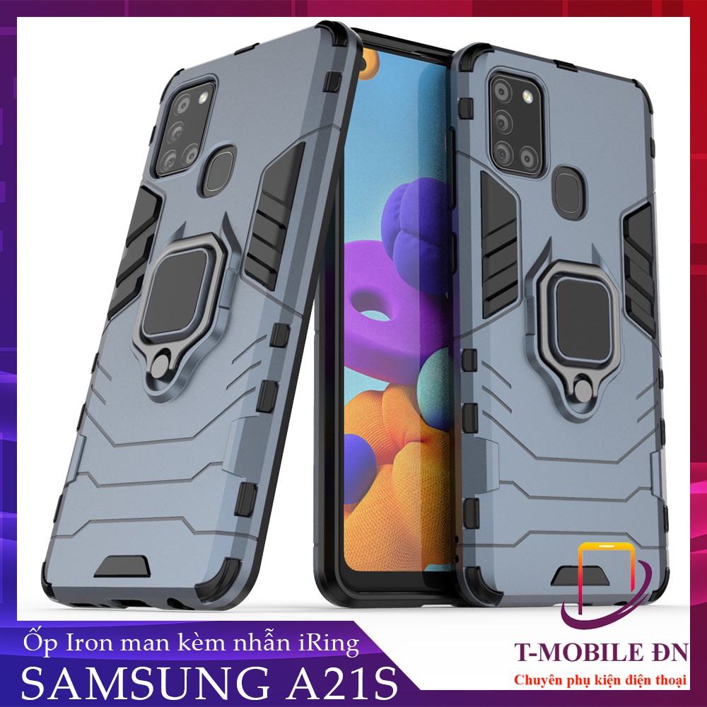 Ốp lưng Samsung A21S,FREESHIP Ốp iron man chống sốc kèm nhẫn iring chống xem video bảo vệ camera cho Samsung A21S