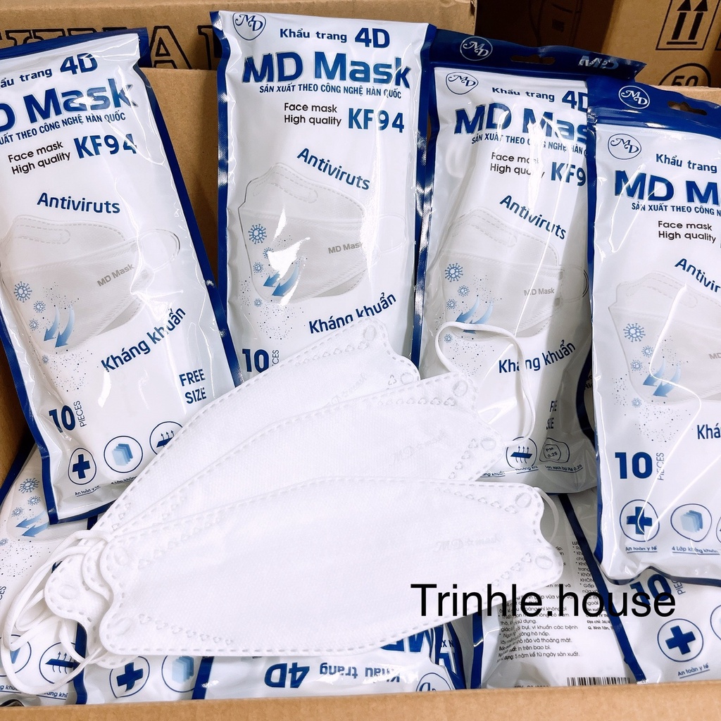 Thùng 300 cái khẩu trang kf94 MD màu trắng, xám kháng khuẩn lọc bụi mịn
