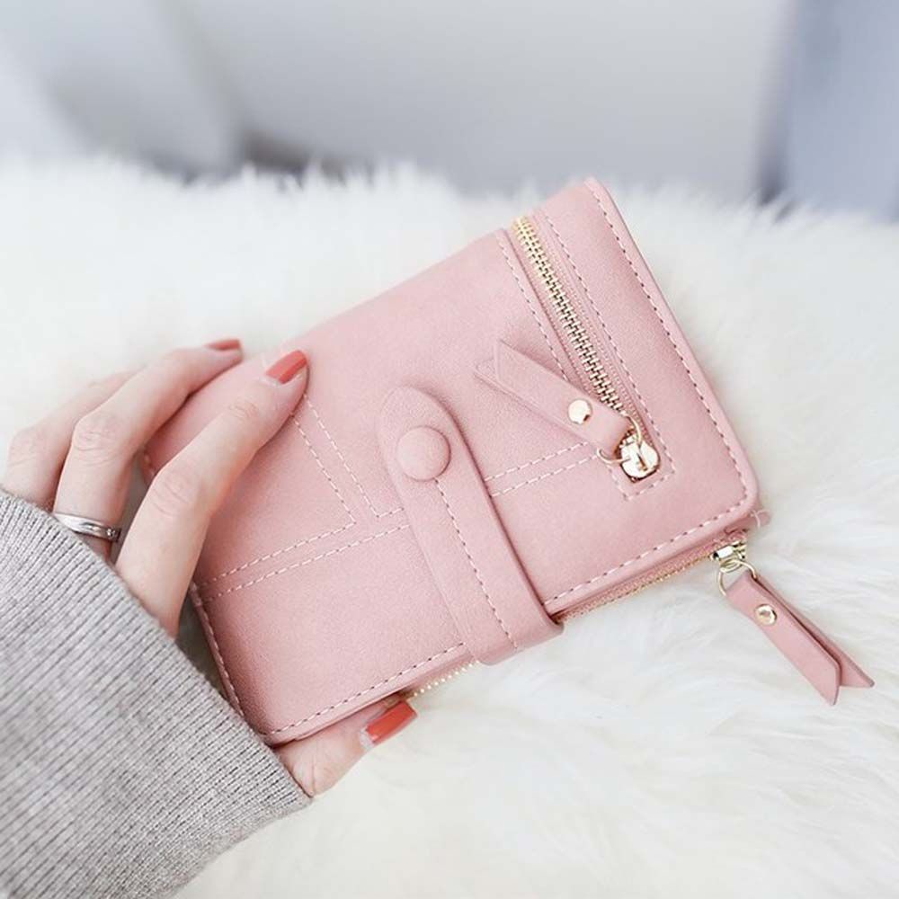 USNOW Fashion Women Wallet Large Capacity Short Wallet Coin Purse|Color PU Leather Mini Clutch bag Multi-functional Ladies Simple Buckle Coin Purse/Multicolor