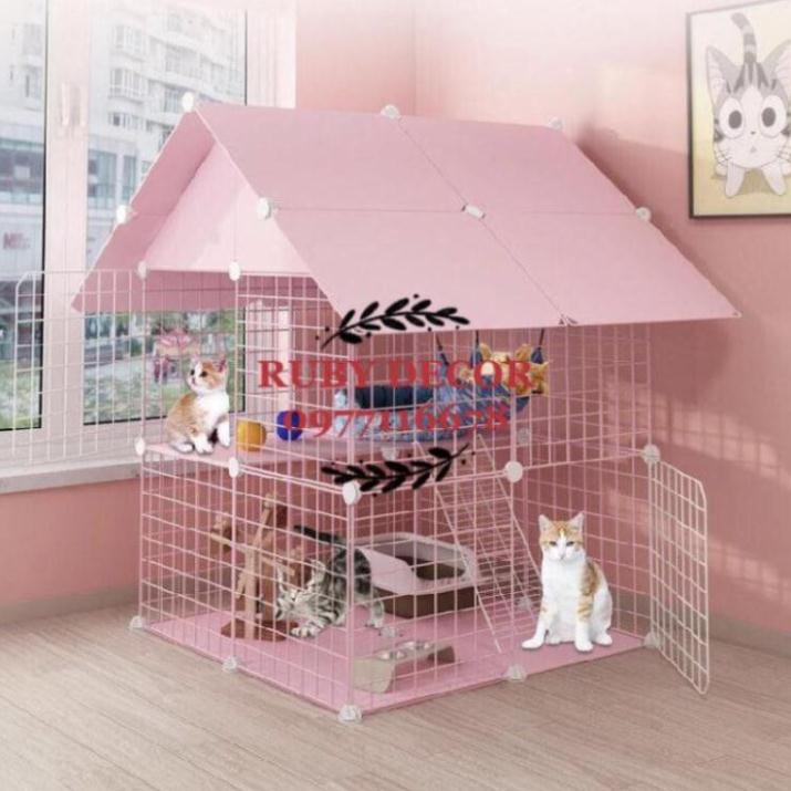 CHUỒNG MÈO- LỒNG NUÔI MÈO 2 TẦNG CHẤT LIỆU LƯỚI SẮT PHUN SƠN TĨNH ĐIỆN A646009