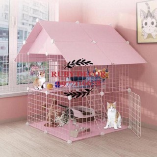 CHUỒNG MÈO- LỒNG NUÔI MÈO 2 TẦNG CHẤT LIỆU LƯỚI SẮT PHUN SƠN TĨNH ĐIỆN A646009