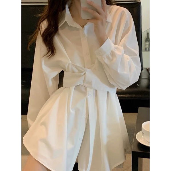 Set quần Short+ Áo sơmi tay dài xoắn eo tôn dáng kèm ảnh chụp thật của Shop