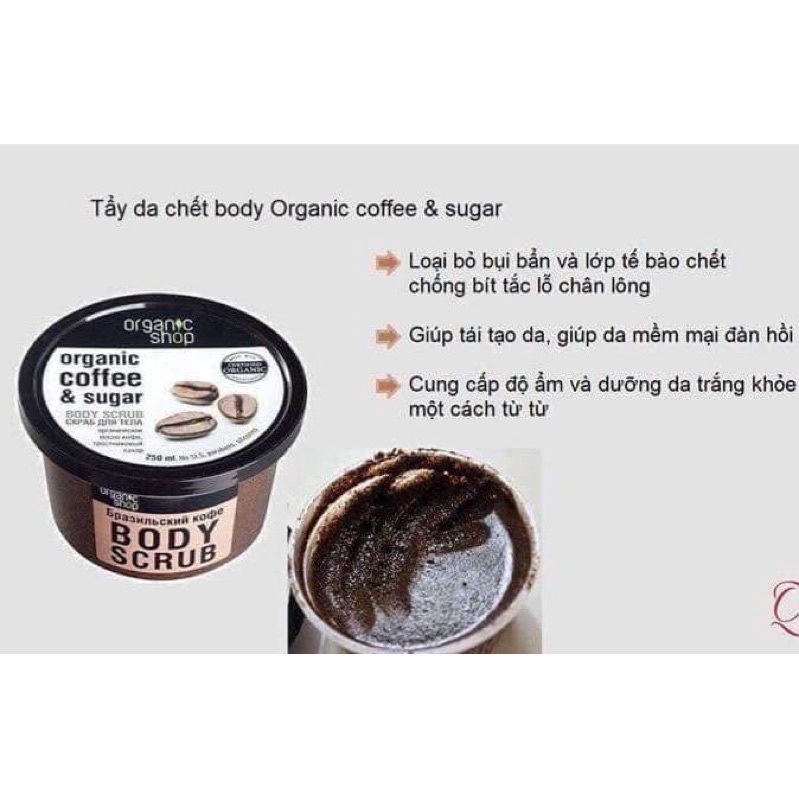 Tẩy Da Chết Organic Shop Cho Mặt Và Body Cho Da Trắng Sáng Nga