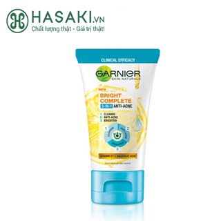 Sữa Rửa Mặt Garnier 3 Trong 1 Giảm Mụn & Sáng Da  Bright Complete 3 in 1 Foam Anti Acne