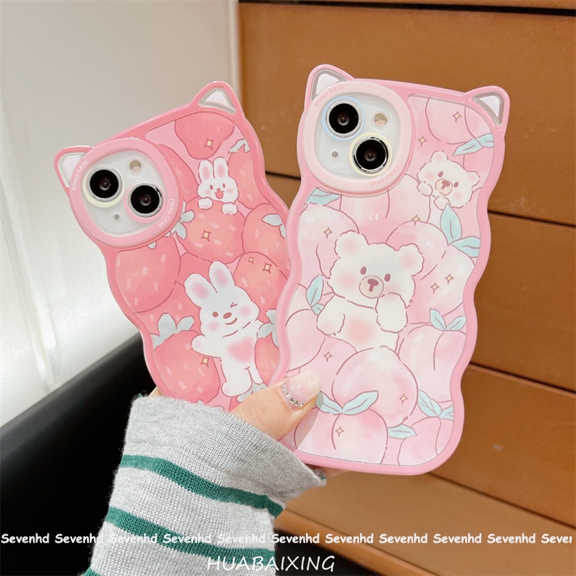 Ốp Điện Thoại Họa Tiết Hoạt Hình Tai Thỏ / Dâu Tây Cho iPhone 14 13 12 11 Pro Max SE2020 X XR Xs Max 7 8 Plus
