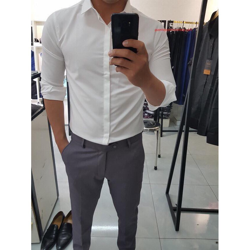 Sơ mi nam Cổ Bẻ vải lụa không nhăn màu đen chất đẹp Cam Kết Giống Hình (Cam kết giống hình) | BigBuy360 - bigbuy360.vn
