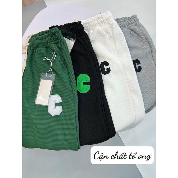 Quần Joger Nữ  Bo Gấu Chữ C Chất Vải Tăm Tổ Ong Cạp Chun Đây Rút Nhiều Màu_mã 1279