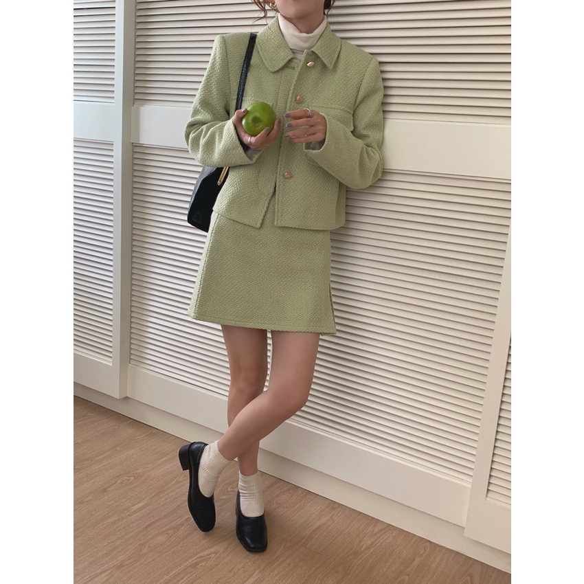 Set áo váy dạ tweed