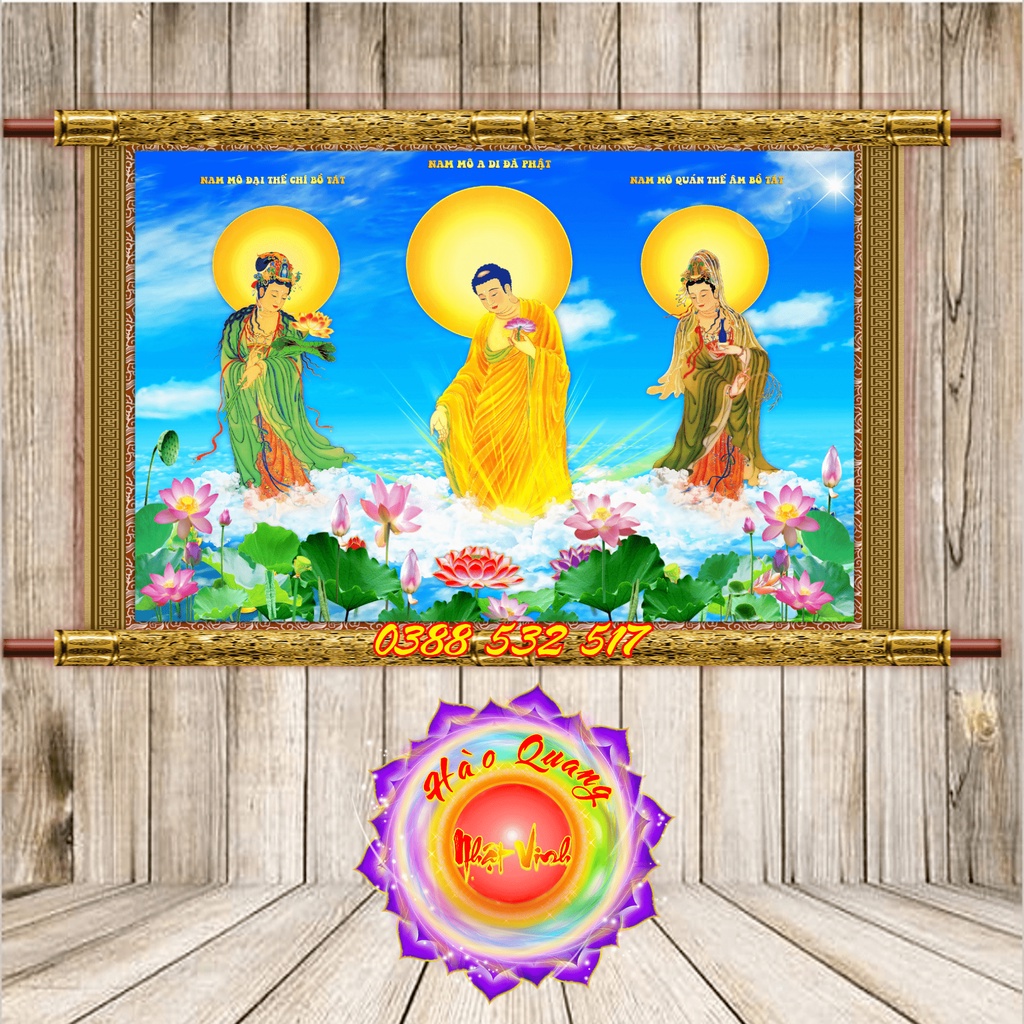 Tranh Tây Phương Tam Thánh Treo Tường Chất Liệu Phim Backlit Nhiều Kích Thước
