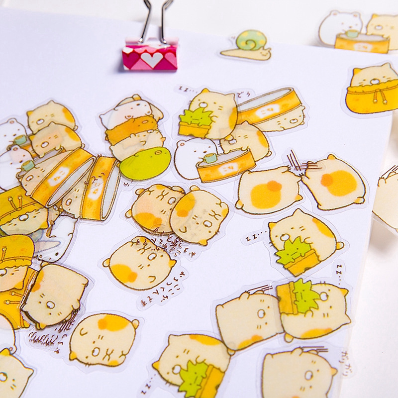 Set 50 miếng dán hoạt hình dễ thương trong suốt trang trí thủ công