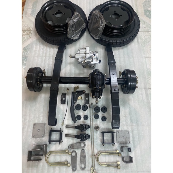 Bộ cầu sau chế xe 3 bánh,số kép 2 tầng,cầu bổ đôi dài 65cm-120cm,số kép dùng cho động cơ 100,110,125cc,cốt 17mm