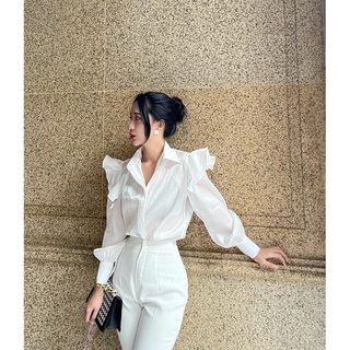 VELLE DESIGN áo sơ mi lụa tơ tay cánh tiên Lisa chất lụa tơ organza mượt mát không nhăn
