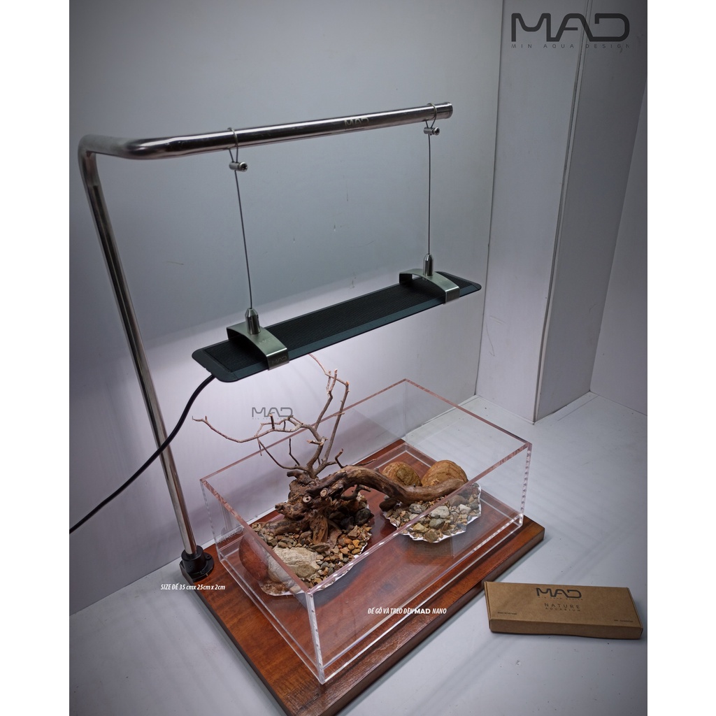 Phụ kiện thủy sinh Combo đế gỗ & treo đèn MAD hồ shallow nano