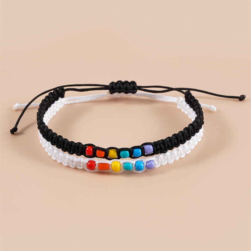 2 vòng đeo tay/vòng cổ RINHOO hình hoa/ bươm bướm/ trái tim màu cầu vồng thời trang có thể điều chỉnh cho cặp đôi