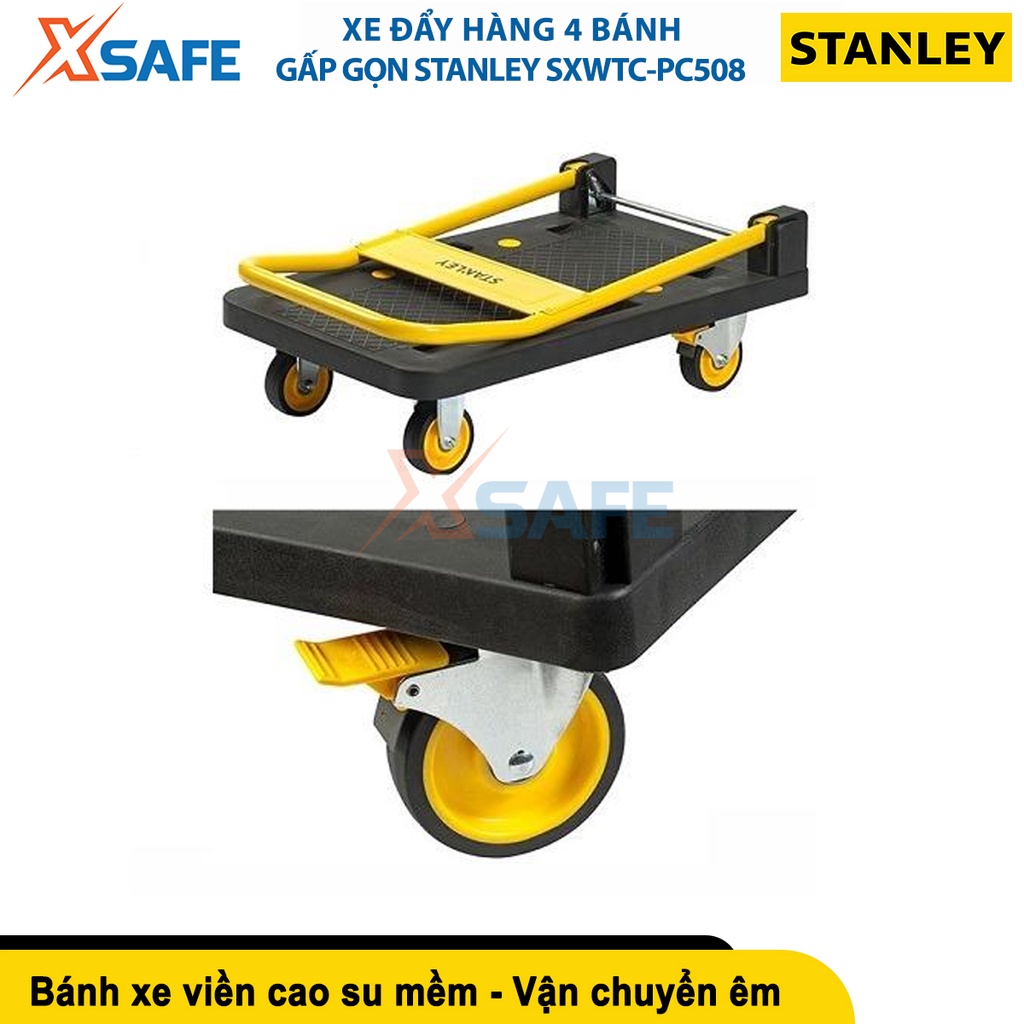 Xe đẩy hàng gấp gọn 4 bánh STANLEY SXWTC-PC508 tải trọng 150kg, tức thời 160kg, bánh xe bọc cao su - chính hãng - xsafe