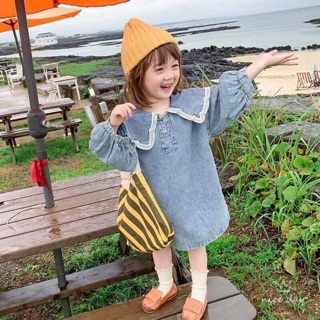 Váy Đầm demin siêu sang chảnh cho bé #giá____225k 90-130 Chốt 2/9