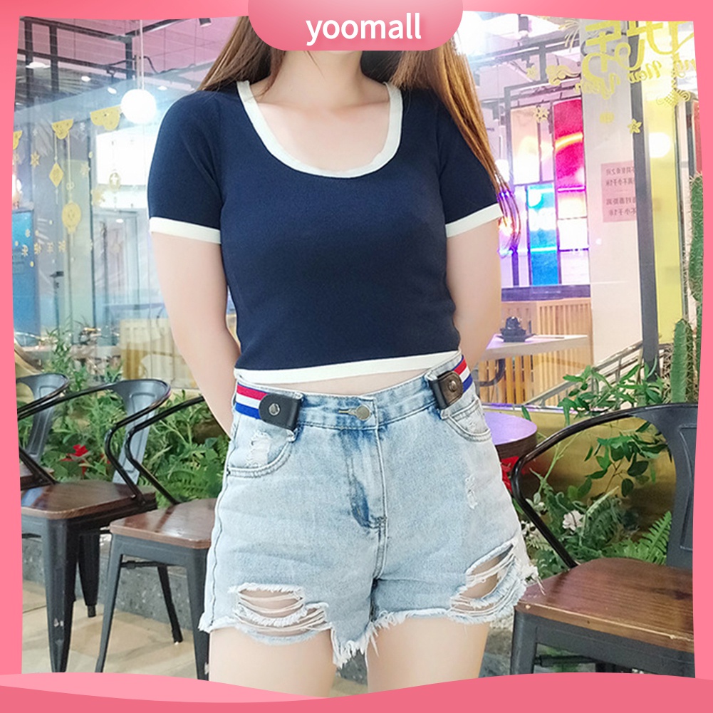 Yomall♡ Thắt Lưng Thun Không Khóa Dành Cho Nam Nữ Mặc Quần Jean
