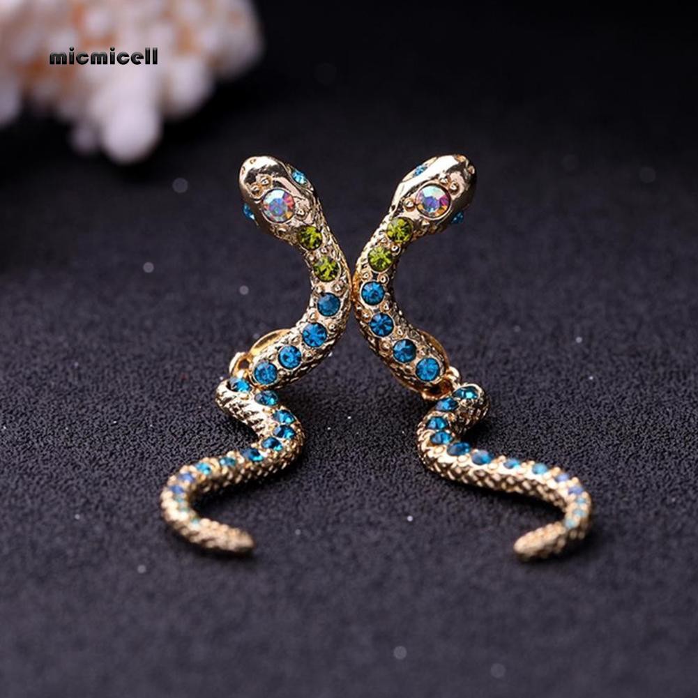 Bông Tai Hình Rắn Gắn Đá Thời Trang Vintage Cho Nữ