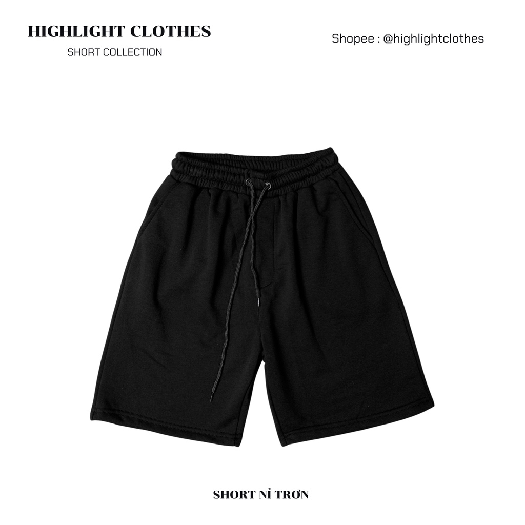 QUẦN SHORT NỈ BASIC TRƠN ĐEN FORM RỘNG UNISEX NAM NỮ